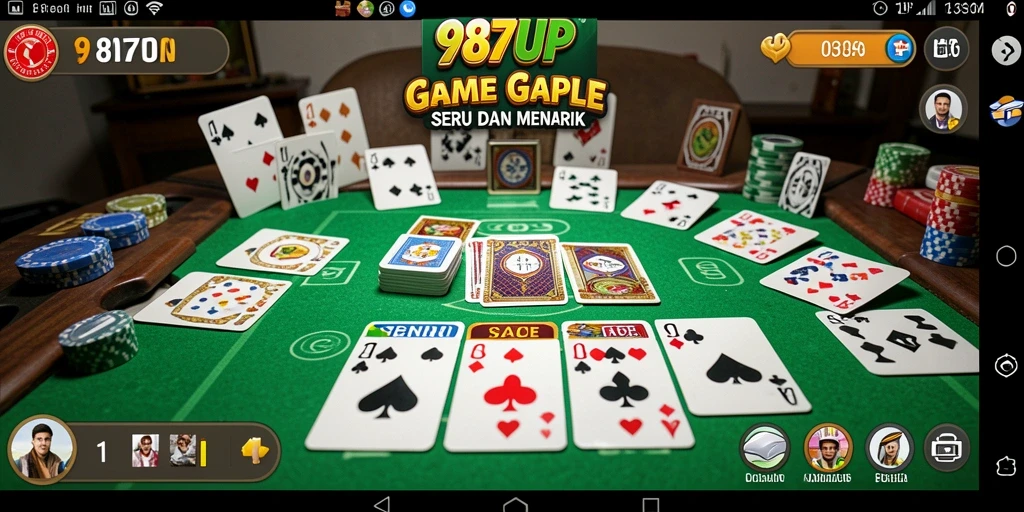 Tampilan screenshot <strong>987UP</strong> menunjukkan suasana permainan Gaple yang seru dan interaktif.
