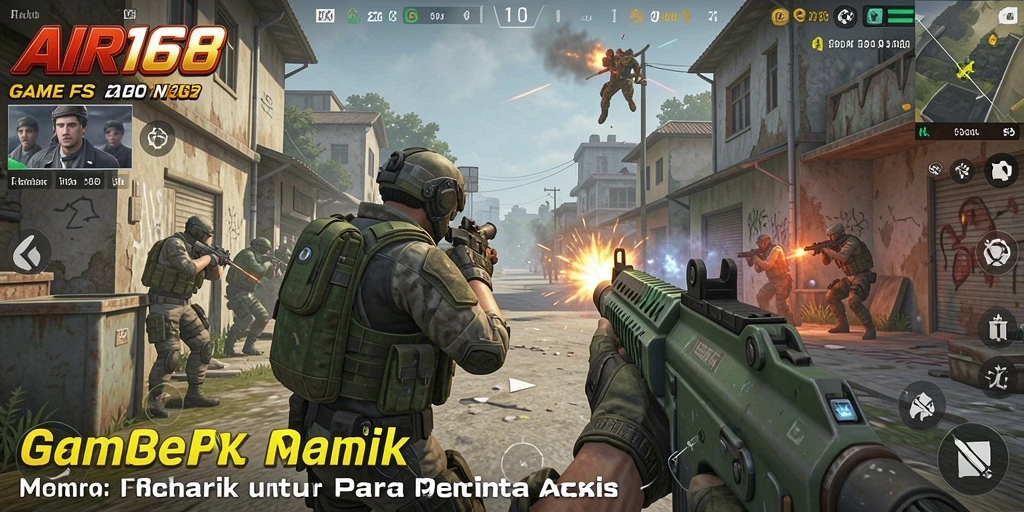 Screenshot utama AIR168 menunjukkan aksi intens dari gameplay FPS.