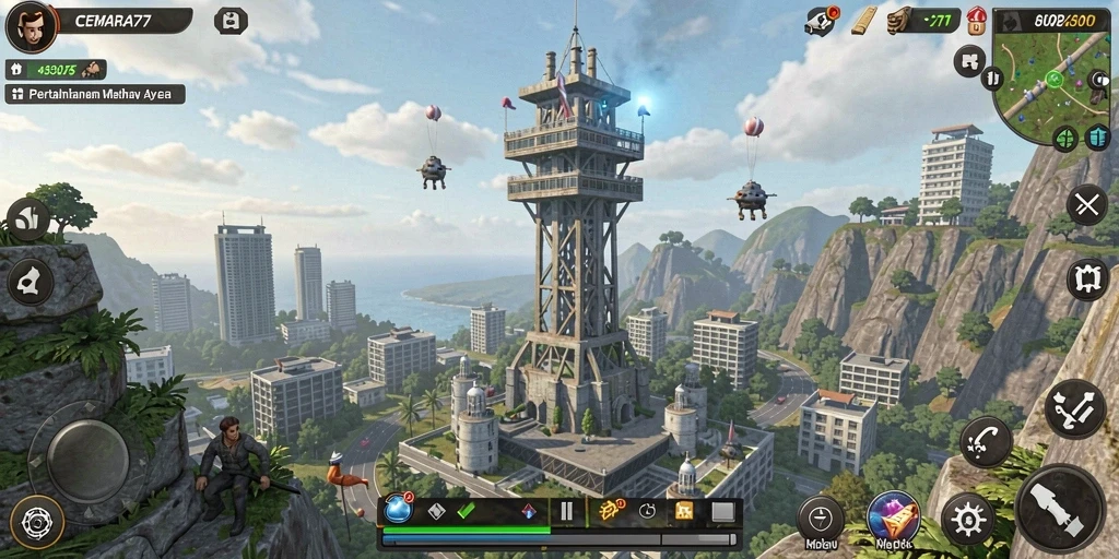 Tampilan gameplay CEMARA77 yang menarik dalam genre Tower Defense.