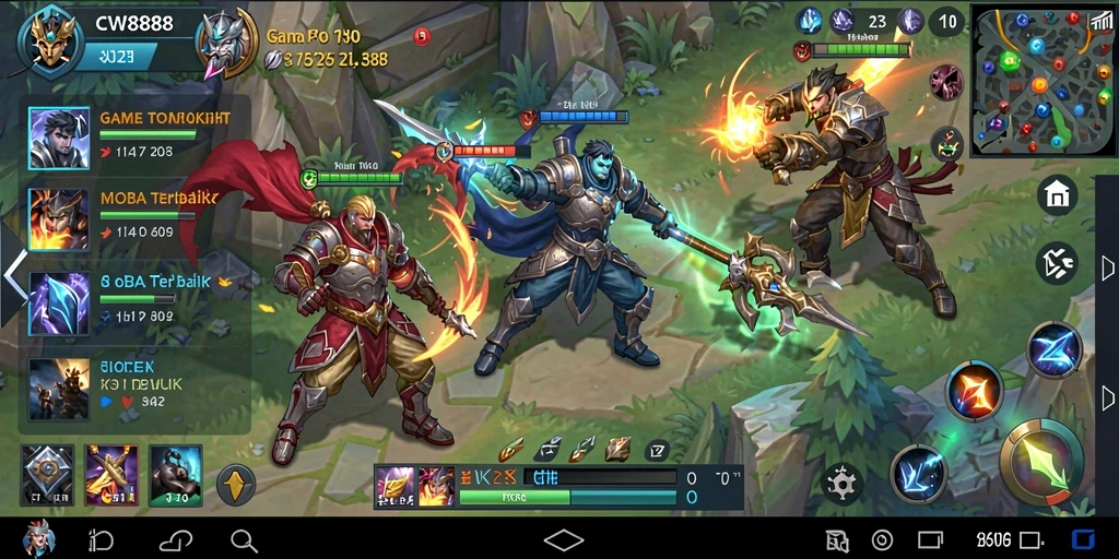 Screenshot utama CW8888 menampilkan aksi seru di arena MOBA.