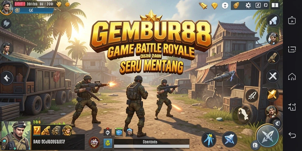 Screenshot gameplay GEMBUR88 dengan aksi seru Battle Royale.