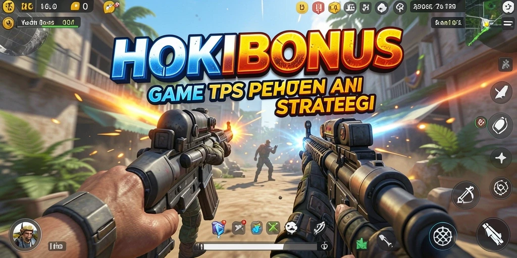 Screenshot HOKIBONUS menampilkan aksi intense dalam permainan TPS.