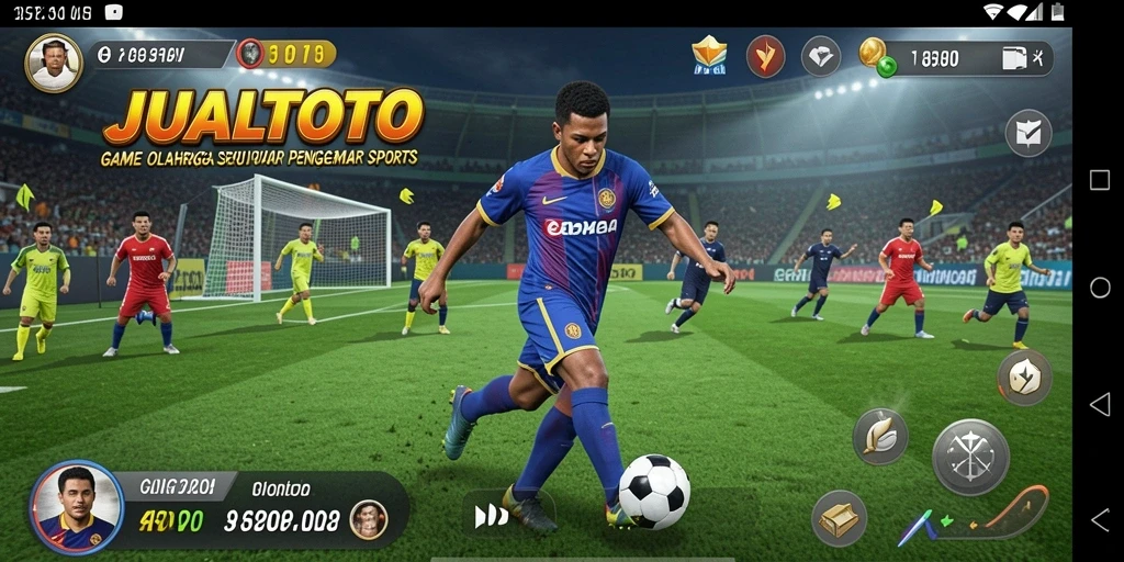 Screenshot gameplay JUALTOTO yang menampilkan suasana pertandingan olahraga.
