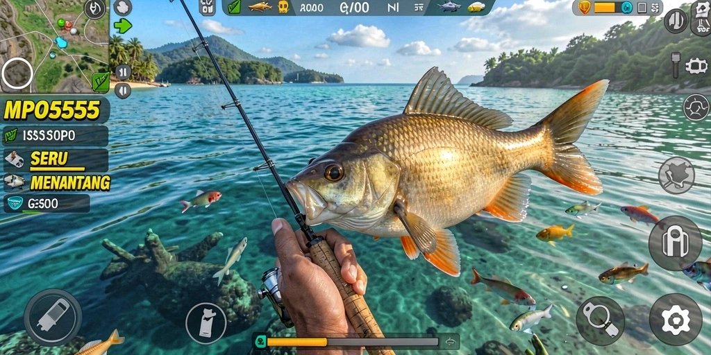 Gambaran gameplay MPO555 dengan aktivitas memancing yang menarik.
