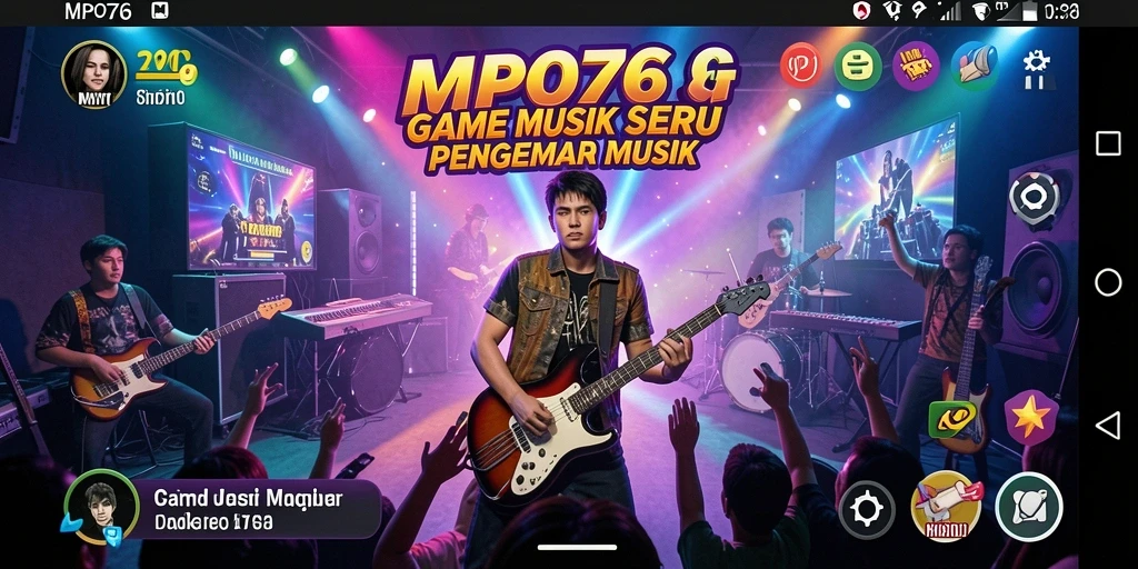 Tampilan gameplay MPO76 yang seru dengan lagu-lagu favorit.