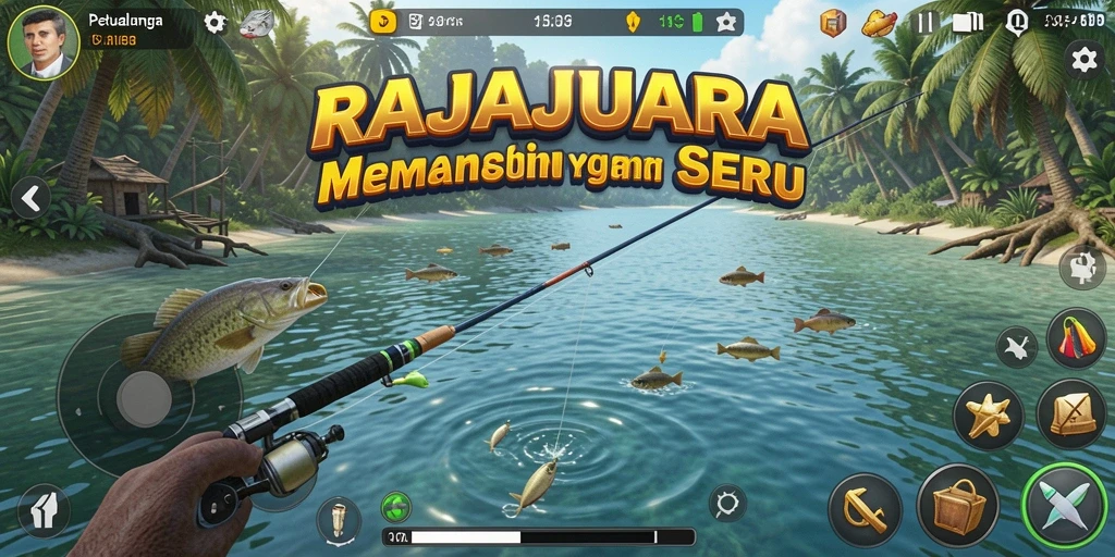 Tampilan gameplay memancing yang mengesankan di RAJAJUARA.