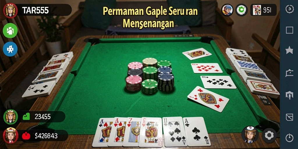 Screenshot gameplay TAR555 menampilkan serunya permainan Gaple.